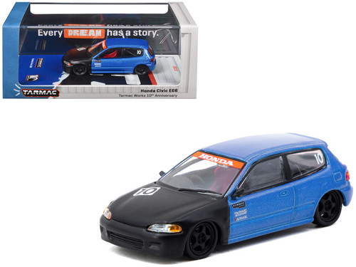 1/64 Tarmac Works Honda Civic EG6 Tarmac Works 10th Anniversary (Blue) Diecast Car Model
