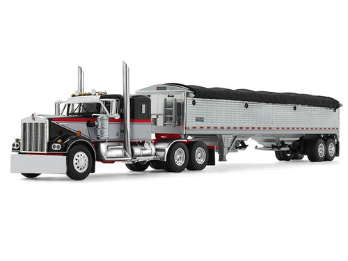 1/64 First Gear Kenworth® W900A with 36” Sleeper & 43’ Wilson® Pacesetter™ Grain Trailer (Grey & Viper Red) Diecast Model