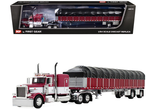 1/64 First Gear  Peterbilt® Model 389 with 63” Flat Top Sleeper & 53’ Wilson® Roadbrute™ Flatbed Trailer with Covered Wagon Diecast Car Model