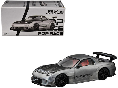 Mazda RX-7 RE-Amemiya RHD (Right Hand Drive) Silver Metallic with Carbon Hood "Japan Minicar a Gogo Exclusive" 1/64 Diecast Model Car by Pop Race Mazda RX-7 RE-Amemiya RHD (Right Hand Drive) Silver Metallic with Carbon Hood "Japan Minicar a Gogo Exclusive" 1/64 Diecast Model Car by Pop Race