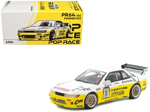 1/64 Poprace Nissan Pandem Silvia S13 2020 D1 Lights (Yellow & White) Diecast Car Model