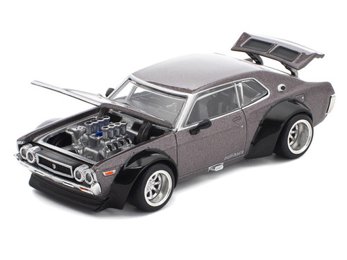 1/64 Poprace Nissan Laurel C130 (Metallic Grey) Diecast Car Model