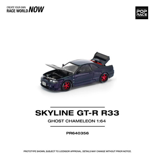 1/64 Poprace Nissan Skyline GT-R GTR R33 (Ghost Chameleon) (Black) Diecast Car Model