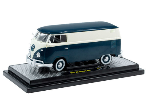 1960 Volkswagen Delivery Van Blue and White Limited Edition to 6650 pieces Worldwide 1/24 Diecast Model Car by M2 Machines 1960 Volkswagen Delivery Van Blue and White Limited Edition to 6650 pieces Worldwide 1/24 Diecast Model Car by M2 Machines