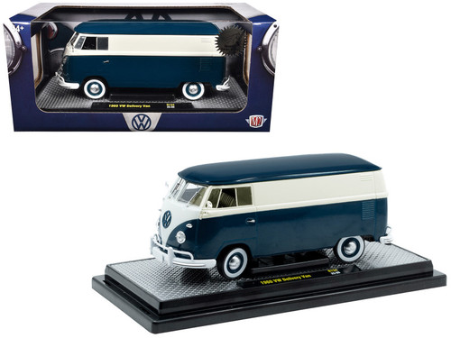1960 Volkswagen Delivery Van Blue and White Limited Edition to 6650 pieces Worldwide 1/24 Diecast Model Car by M2 Machines 1960 Volkswagen Delivery Van Blue and White Limited Edition to 6650 pieces Worldwide 1/24 Diecast Model Car by M2 Machines