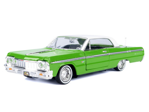 1964 Chevrolet Impala Lowrider Hard Top Green with White Top "Get Low" Series 1/24 Diecast Model Car by Motormax 1964 Chevrolet Impala Lowrider Hard Top Green with White Top "Get Low" Series 1/24 Diecast Model Car by Motormax