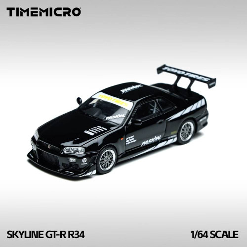 1/64 TimeMicro Nissan Skyline GT-R GTR R34 (Black) Diecast Car Model