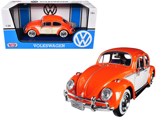 1966 Volkswagen Classic Beetle with Rear Luggage Rack Orange 1/24 Diecast Model Car by Motormax 1966 Volkswagen Classic Beetle with Rear Luggage Rack Orange 1/24 Diecast Model Car by Motormax