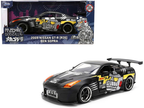 2009 Nissan GT-R (R35) Ben Sopra Matt Black with "Mechagodzilla" Graphics "Hollywood Rides" Series 1/24 Diecast Model Car by Jada 2009 Nissan GT-R (R35) Ben Sopra Matt Black with "Mechagodzilla" Graphics "Hollywood Rides" Series 1/24 Diecast Model Car by Jada