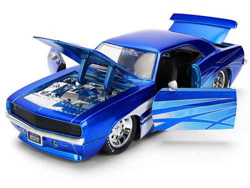 1969 Chevrolet Camaro Candy Blue with Graphics "Bigtime Muscle" Series 1/24 Diecast Model Car by Jada 1969 Chevrolet Camaro Candy Blue with Graphics "Bigtime Muscle" Series 1/24 Diecast Model Car by Jada