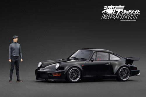 1/18 Ignition Model Porsche 911 964 Blackbird (Black) Midnight Car Model with With Mr. Tatsuya Shima Figure 1/18 Ignition Model Porsche 911 964 Blackbird (Black) Midnight Car Model with With Mr. Tatsuya Shima Figure