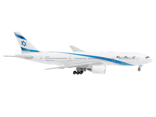 Boeing 777-200ER Commercial Aircraft "EL AL Israel Airlines" (4X-ECB) White with Blue Stripes 1/400 Diecast Model Airplane by GeminiJets Boeing 777-200ER Commercial Aircraft "EL AL Israel Airlines" (4X-ECB) White with Blue Stripes 1/400 Diecast Model Airplane by GeminiJets