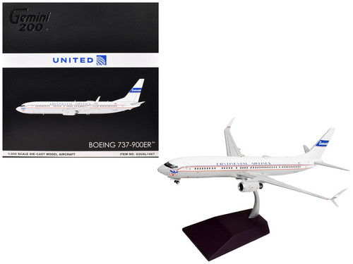 Boeing 737-900ER Commercial Aircraft "Continental Airlines - United Airlines" (N75435) White with Red and Blue Stripes "Gemini 200" Series 1/200 Diecast Model Airplane by GeminiJets Boeing 737-900ER Commercial Aircraft "Continental Airlines - United Airlines" (N75435) White with Red and Blue Stripes "Gemini 200" Series 1/200 Diecast Model Airplane by GeminiJets