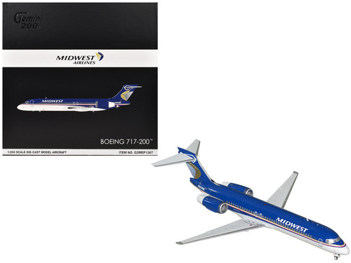 Boeing 717-200 Commercial Aircraft "Midwest Airlines" (N920ME) Blue and White "Gemini 200" Series 1/200 Diecast Model Airplane by GeminiJets Boeing 717-200 Commercial Aircraft "Midwest Airlines" (N920ME) Blue and White "Gemini 200" Series 1/200 Diecast Model Airplane by GeminiJets