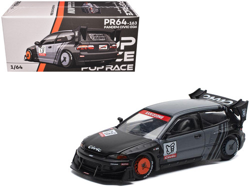 Pandem Civic EG6 RHD (Right Hand Drive) "Kanjozoku" Matt Black and Gray with Graphics 1/64 Diecast Model Car by Pop Race Pandem Civic EG6 RHD (Right Hand Drive) "Kanjozoku" Matt Black and Gray with Graphics 1/64 Diecast Model Car by Pop Race