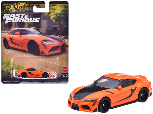 2021 Toyota GR Supra Orange and Black "F9" (2021) Movie "Fast & Furious" Series Diecast Model Car by Hot Wheels 2021 Toyota GR Supra Orange and Black "F9" (2021) Movie "Fast & Furious" Series Diecast Model Car by Hot Wheels