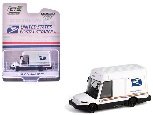 Oshkosh Next Generation Delivery Vehicle (NGDV) "United States Postal Service" White with Red and Blue Stripes "Hobby Exclusive" Series 1/64 Diecast Model Car by Greenlight Oshkosh Next Generation Delivery Vehicle (NGDV) "United States Postal Service" White with Red and Blue Stripes "Hobby Exclusive" Series 1/64 Diecast Model Car by Greenlight