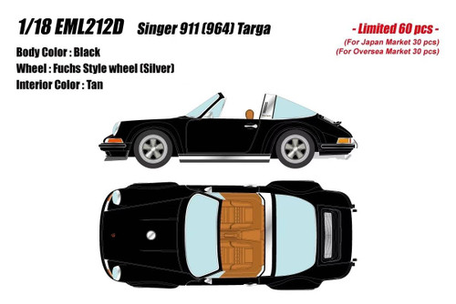 1/18 Makeup Porsche 911 964 Singer Targa (Black) Car Model