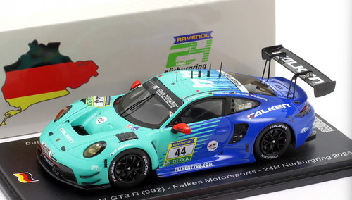 1/43 Spark Porsche 911 GT3 R (992) No.44 Falken Motorsports 24H Nürburgring 2025  D. Boccolacci - T. Heinemann - D. Marschall - M. Schuring Car Model