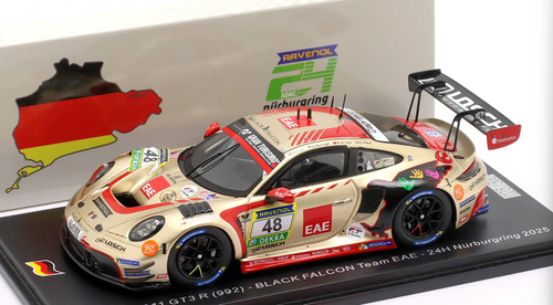 1/43 Spark Porsche 911 GT3 R (992) No.48 BLACK FALCON Team EAE 24H Nürburgring 2025 D. Arrow - B. Bünnagel - M. M. Kaya - G. Piana Car Model