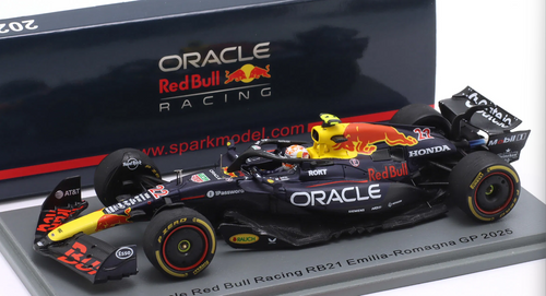 1/43 Spark Red Bull Racing RB21 No.22 Oracle Red Bull Racing Emilia-Romagna GP 2025 - RB 400 Races Yuki Tsunoda Car Model