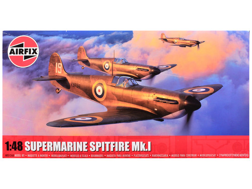 Level 2 Model Kit Supermarine Spitfire Mk.I Fighter Aircraft with 3 Scheme Options 1/48 Plastic Model Kit by Airfix Level 2 Model Kit Supermarine Spitfire Mk.I Fighter Aircraft with 3 Scheme Options 1/48 Plastic Model Kit by Airfix