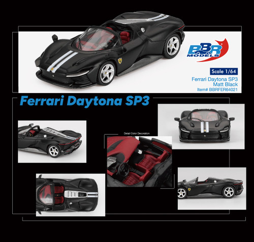 1/64 BBR Ferrari Daytona SP3 (Matte Black) Car Model 1/64 BBR Ferrari Daytona SP3 (Matte Black) Car Model