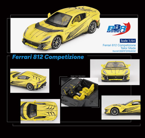 1/64 BBR Ferrari 812 Competizione Tailor Made (Yellow) Car Model 1/64 BBR Ferrari 812 Competizione Tailor Made (Yellow) Car Model