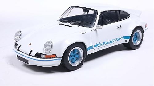1/18 Solido 1973 Porsche 911 RSR (White with Blue Carrera Stripes) Diecast Car Model