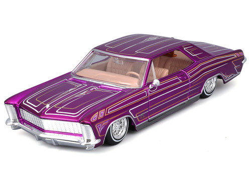 1965 Buick Riviera Lowrider Purple Metallic with Graphics "Lowriders" Series 1/26 Diecast Model Car by Maisto 1965 Buick Riviera Lowrider Purple Metallic with Graphics "Lowriders" Series 1/26 Diecast Model Car by Maisto