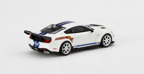 DEFECT 1/64 Mini GT Ford Mustang Shelby GT500 Dragon Snake Concept Oxford White with Blue Stripes & Graphics Limited Edition Diecast Car Model