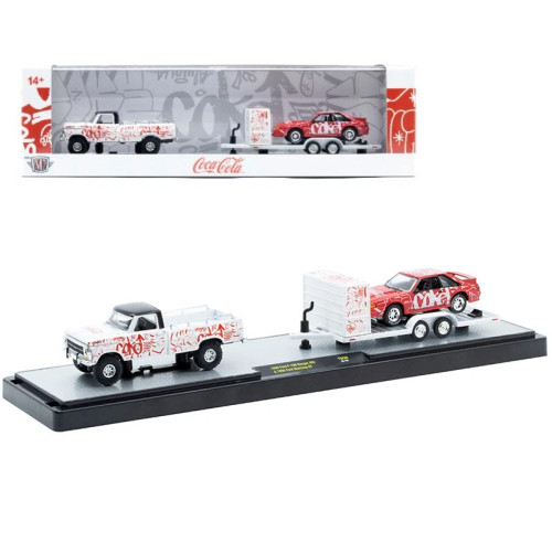 1/64 M2 Machines 1969 Ford F-100 Ranger 4X4 & 1990 Ford Mustang GT Coca-Cola Diecast Car Models