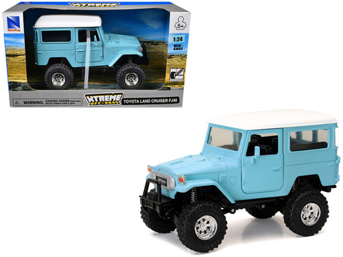 Toyota Land Cruiser FJ40 Light Blue with White Top "Xtreme Off-Road" Series 1/24 Diecast Model by New Ray Toyota Land Cruiser FJ40 Light Blue with White Top "Xtreme Off-Road" Series 1/24 Diecast Model by New Ray