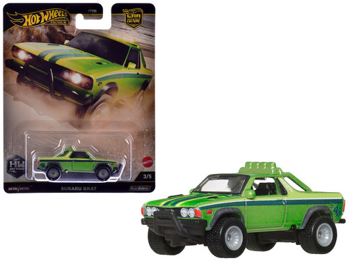 Subaru BRAT Utility Truck Green Metallic with Stripes "HW Off Road" Series Diecast Model Car by Hot Wheels Subaru BRAT Utility Truck Green Metallic with Stripes "HW Off Road" Series Diecast Model Car by Hot Wheels