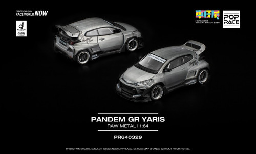 1/64 Poprace Toyota Pandem GR Yaris Event Special (Raw Metal Silver) Diecast Car Model 1/64 Poprace Toyota Pandem GR Yaris Event Special (Raw Metal Silver) Diecast Car Model