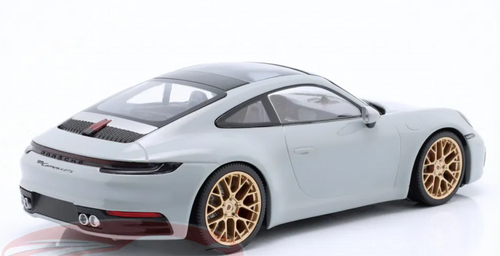 1/18 Minichamps 2023 Porsche 911 (992) Carrera 4S (Chalk Grey with Gold Wheels) Diecast Car Model 1/18 Minichamps 2023 Porsche 911 (992) Carrera 4S (Chalk Grey with Gold Wheels) Diecast Car Model