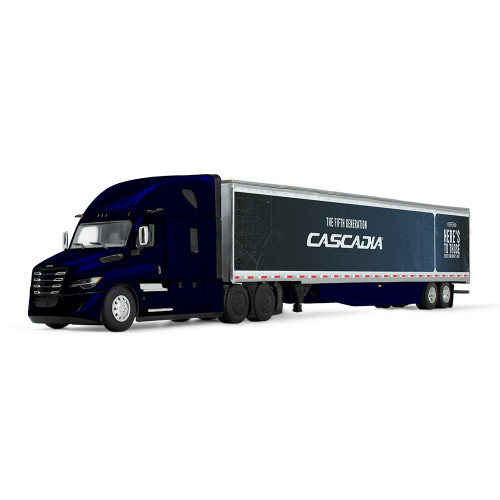 1/64 First Gear Freightliner® Fifth Generation Cascadia® Raised Roof Sleeper & 53’ Utility® Trailer with Skirts (Midnight Blue) Diecast Model 1/64 First Gear Freightliner® Fifth Generation Cascadia® Raised Roof Sleeper & 53’ Utility® Trailer with Skirts (Midnight Blue) Diecast Model