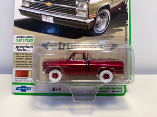 CHASE CAR 1/64 Auto World 1983 Chevrolet Silverado 10 Fleetside Pickup Truck (Metallic Red with White Wheels) Diecast Car Model CHASE CAR 1/64 Auto World 1983 Chevrolet Silverado 10 Fleetside Pickup Truck (Metallic Red with White Wheels) Diecast Car Model