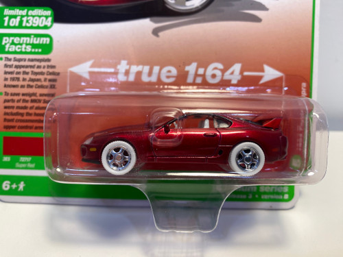 CHASE CAR 1/64 Auto World 1994 Toyota Supra (Metallic Red with White Wheels) Diecast Car Model CHASE CAR 1/64 Auto World 1994 Toyota Supra (Metallic Red with White Wheels) Diecast Car Model