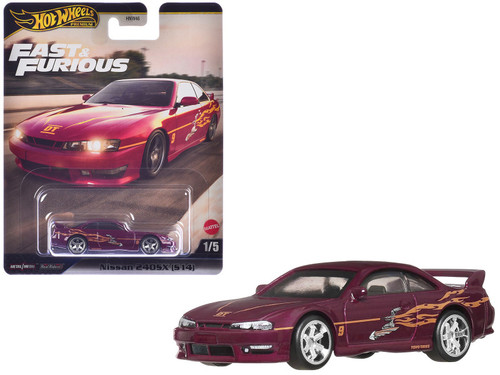 Nissan 240SX (S14) RHD (Right Hand Drive) Maroon with Graphics "The Fast and the Furious" (2001) Movie "Fast & Furious" Series Diecast Model Car by Hot Wheels Nissan 240SX (S14) RHD (Right Hand Drive) Maroon with Graphics "The Fast and the Furious" (2001) Movie "Fast & Furious" Series Diecast Model Car by Hot Wheels
