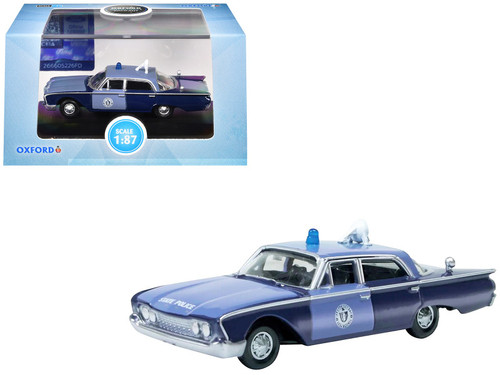 1960 Ford Fairlane Sedan "Massachusetts State Police Radar Car" Blue Two-Tone 1/87 (HO) Scale Diecast Model Car by Oxford Diecast 1960 Ford Fairlane Sedan "Massachusetts State Police Radar Car" Blue Two-Tone 1/87 (HO) Scale Diecast Model Car by Oxford Diecast