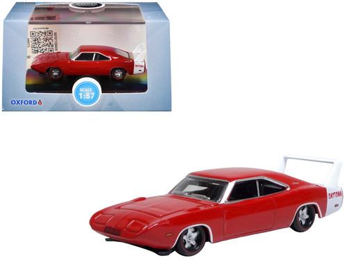 1969 Dodge Charger Daytona Red with White Stripe 1/87 (HO) Scale Diecast Model Car by Oxford Diecast 1969 Dodge Charger Daytona Red with White Stripe 1/87 (HO) Scale Diecast Model Car by Oxford Diecast
