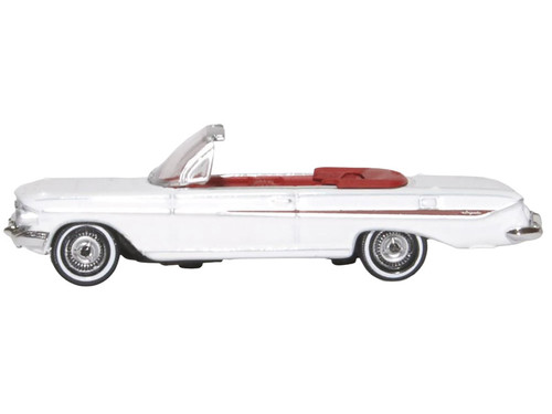 1961 Chevrolet Impala Convertible Ermine White with Roman Red Interior 1/87 (HO) Scale Diecast Model Car by Oxford Diecast 1961 Chevrolet Impala Convertible Ermine White with Roman Red Interior 1/87 (HO) Scale Diecast Model Car by Oxford Diecast