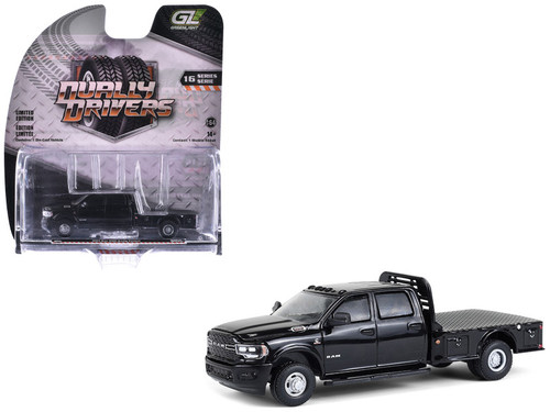 2023 Ram 3500 Dually Flatbed Truck Black "Dually Drivers" Series 16 1/64 Diecast Model Car by Greenlight 2023 Ram 3500 Dually Flatbed Truck Black "Dually Drivers" Series 16 1/64 Diecast Model Car by Greenlight