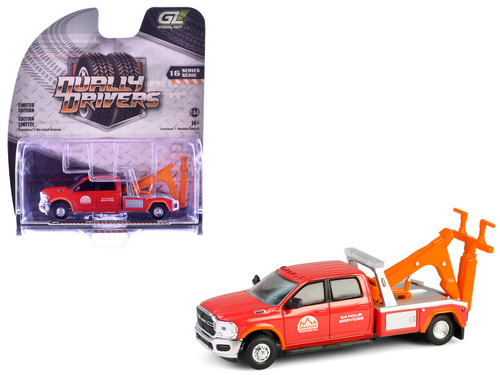 2022 Ram 3500 Dually Wrecker Tow Truck "Ignition Towing Co." Red and Orange "Dually Drivers" Series 16 1/64 Diecast Model Car by Greenlight 2022 Ram 3500 Dually Wrecker Tow Truck "Ignition Towing Co." Red and Orange "Dually Drivers" Series 16 1/64 Diecast Model Car by Greenlight