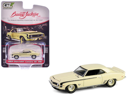 1969 Chevrolet Camaro SS 396 Butternut Yellow with Black Stripes "Barrett-Jackson" Series 15 1/64 Diecast Model Car by Greenlight 1969 Chevrolet Camaro SS 396 Butternut Yellow with Black Stripes "Barrett-Jackson" Series 15 1/64 Diecast Model Car by Greenlight