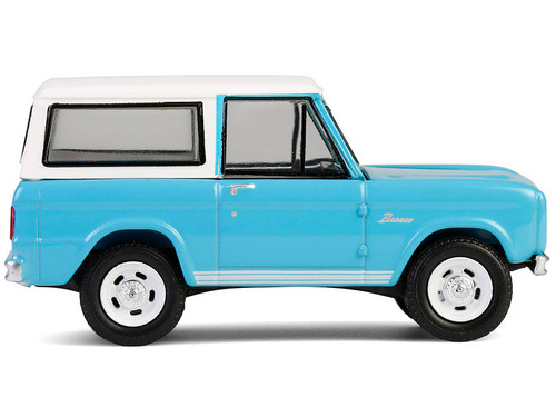 1966 Ford Bronco Custom SUV Turquoise Blue with White Top "Barrett-Jackson" Series 15 1/64 Diecast Model Car by Greenlight 1966 Ford Bronco Custom SUV Turquoise Blue with White Top "Barrett-Jackson" Series 15 1/64 Diecast Model Car by Greenlight