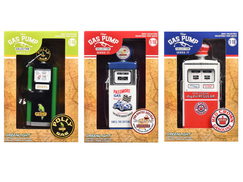 "Vintage Gas Pumps" Series 17 Set of 3 Pumps 1/18 Diecast Models by Greenlight "Vintage Gas Pumps" Series 17 Set of 3 Pumps 1/18 Diecast Models by Greenlight