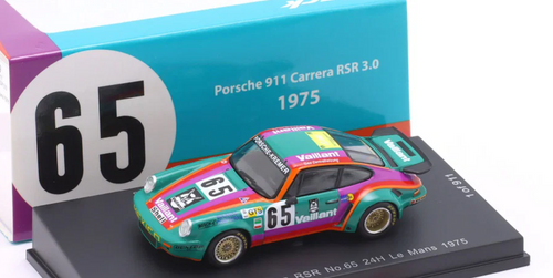 1/64 Spark Porsche 911 Carrera RSR 3.0 No.65 24H Le Mans 1975 B. Sprowls - J. Carlos Bolanos - A. Contreras Car Model