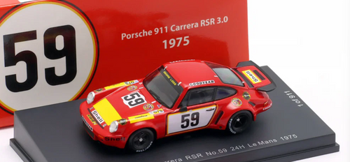 1/64 Spark Porsche 911 Carrera RSR 3.0 No.59 24H Le Mans 1975 T. Schenken - H. Ganley Car Model